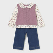 Mayoral baby girl's vest & jeans set - 02536.