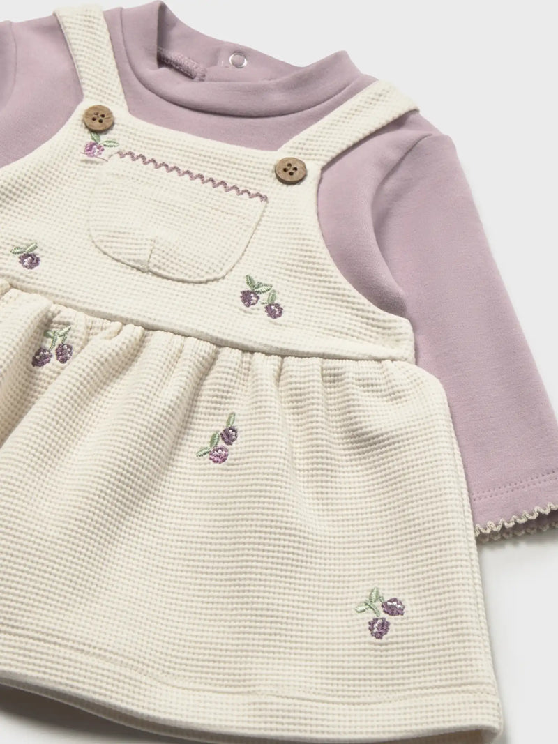 Closer look at the Mayoral waffle knit dress.