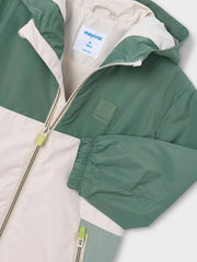 Closer view of the Mayoral colourblock windbreaker.