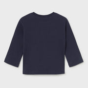 Rear view of the Mayoral navy woodland friends t-shirt.