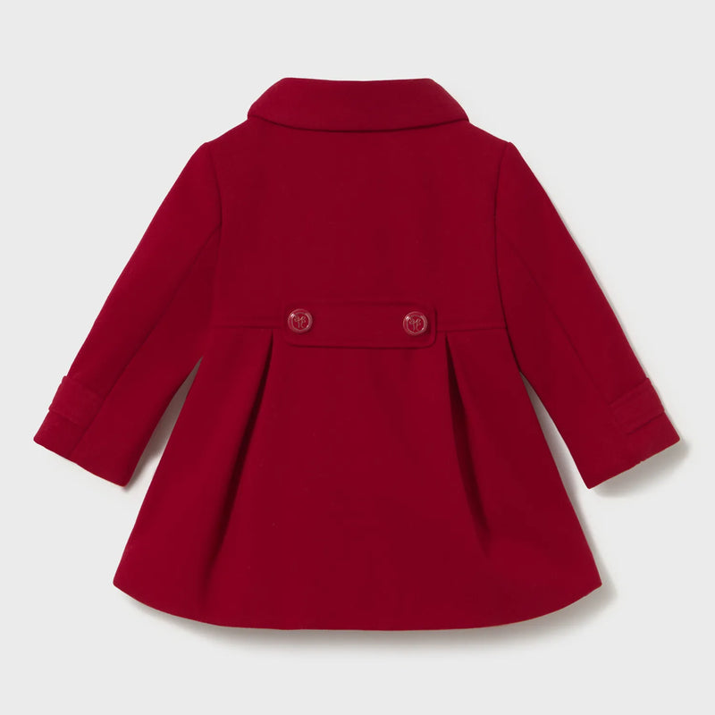 Back of the Mayoral red woolen coat.