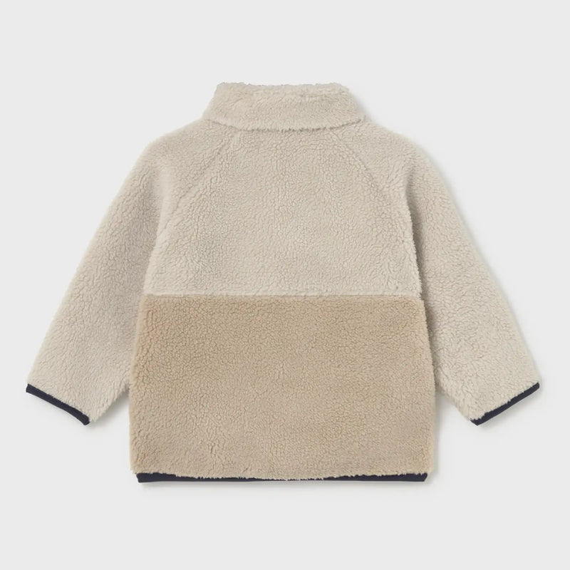 Rear view of the Mayoral beige zip up fleece.