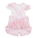 Back of the Mintini Baby pink dungarees set.