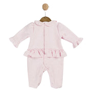 Back of the Mintini Baby girl's frilled babygrow.