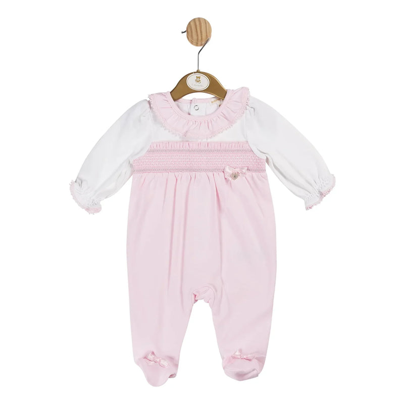 Mintini Baby girl's pink smocked babygrow - mb6120.
