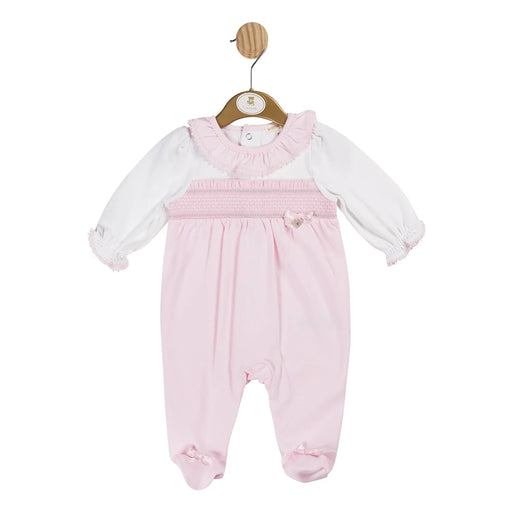 Mintini Baby girl's pink smocked babygrow - mb6120.