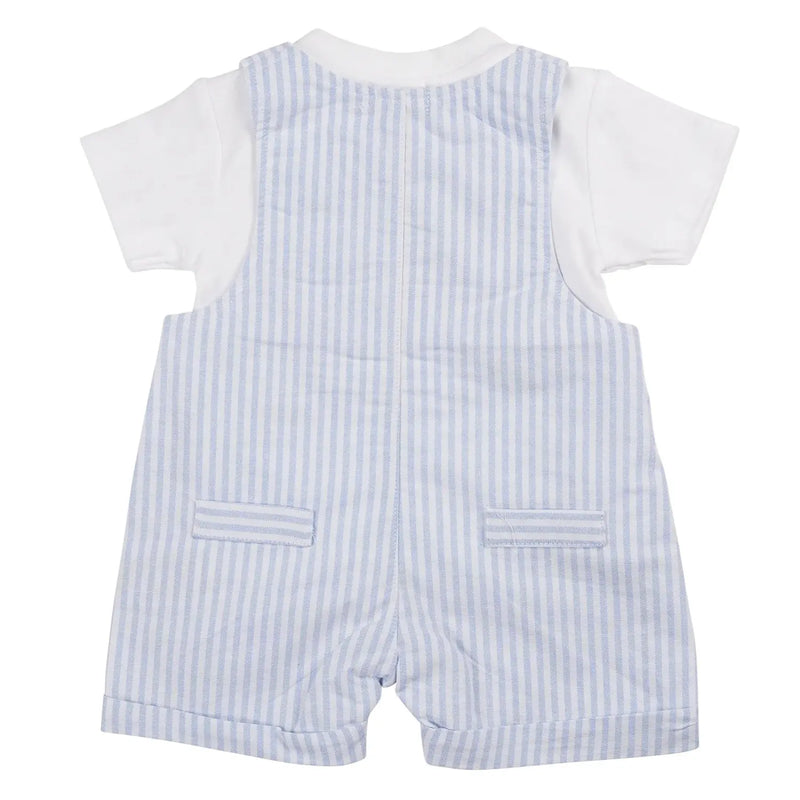 Back view of the Mintini Baby striped dungarees.