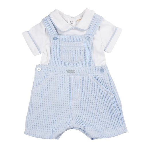 Mintini Baby boy's blue waffle knit dungarees - mb6295.