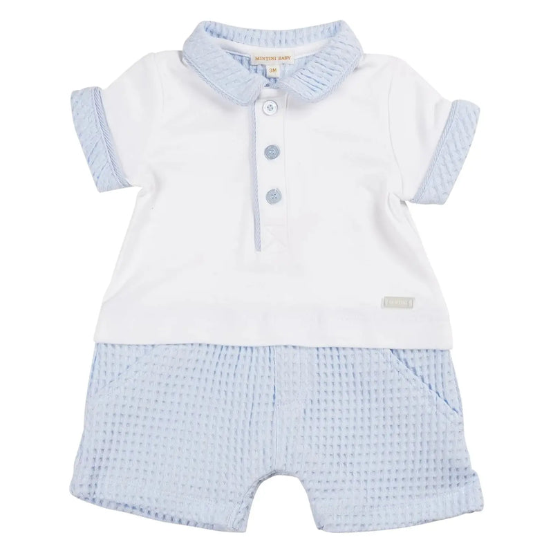 Mintini Baby baby boy's waffle knit romper - mb6293.