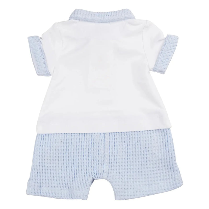 Back of the Mintini Baby waffle knit romper.