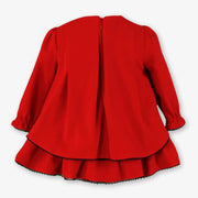 Rear view of the Miranda red bow dress.