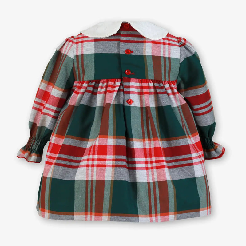 Back of the Miranda green plaid dress.