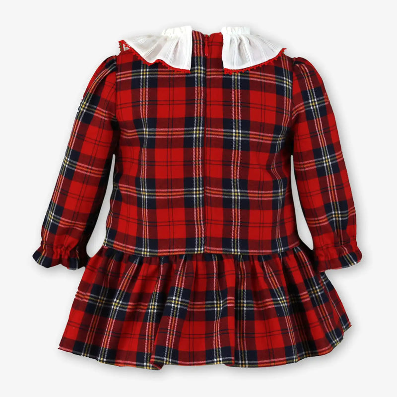 Back of the Miranda red tartan dress.