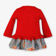 Rear view of the Miranda red teddy bear dress.
