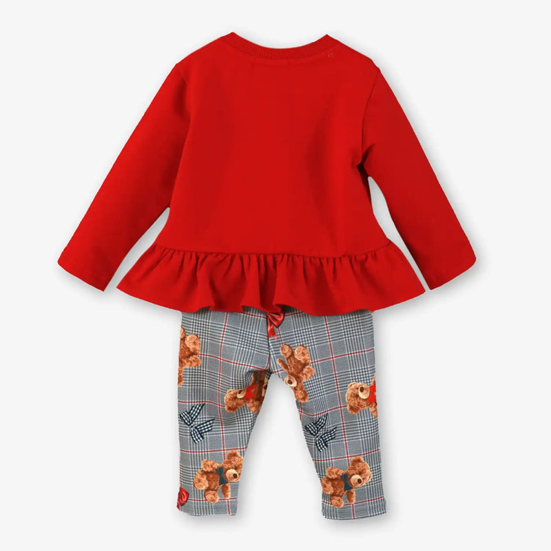 Rear view of the Miranda teddy bear leggings set.