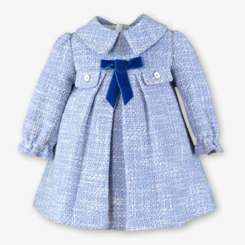 Miranda girl's blue tweed dress - 400134v.