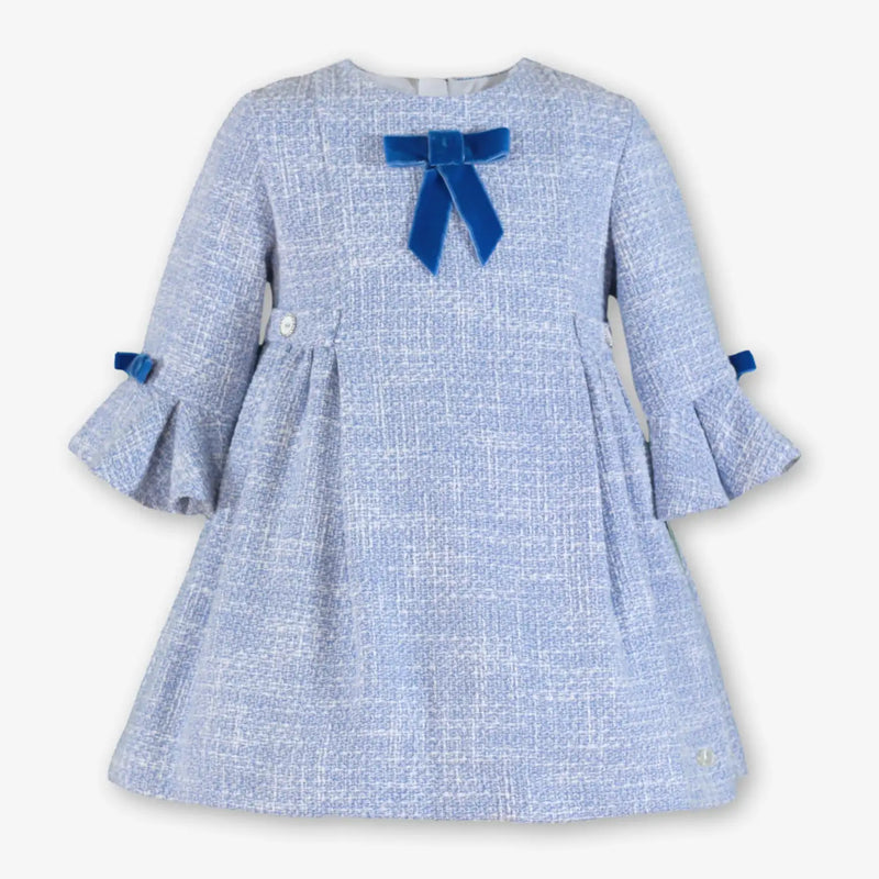 Miranda girl's blue tweed dress - 400234v.