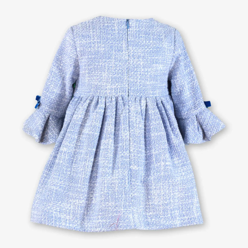 Rear view of the Miranda tweed dress.