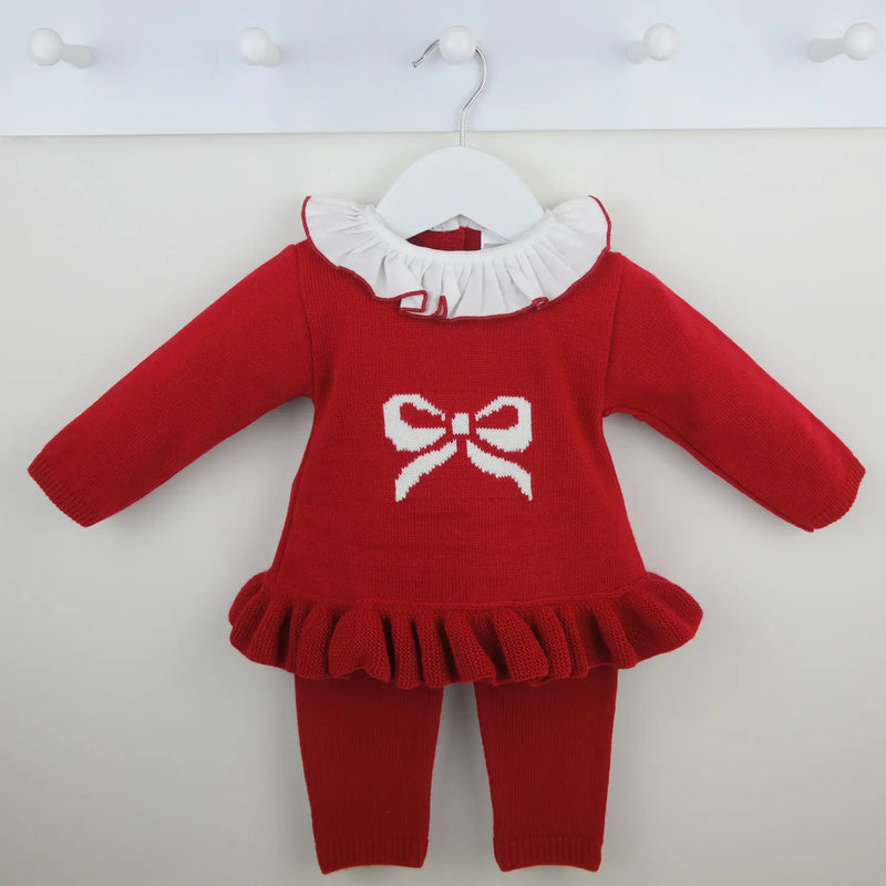 Pex red bow knitted set - b1051.
