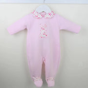 Pex pink floral bunny babygrow - b0608014.