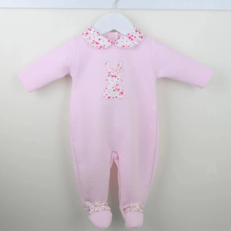 Pex pink floral bunny babygrow - b0608014.