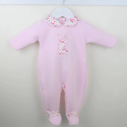 Pex pink floral bunny babygrow - b0608014.