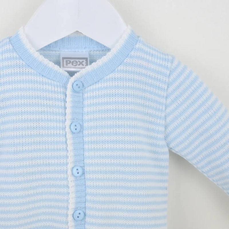 Closer view of the Pex striped cardigan.