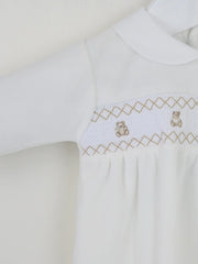 Closer view of the Pex teddy babygrow.