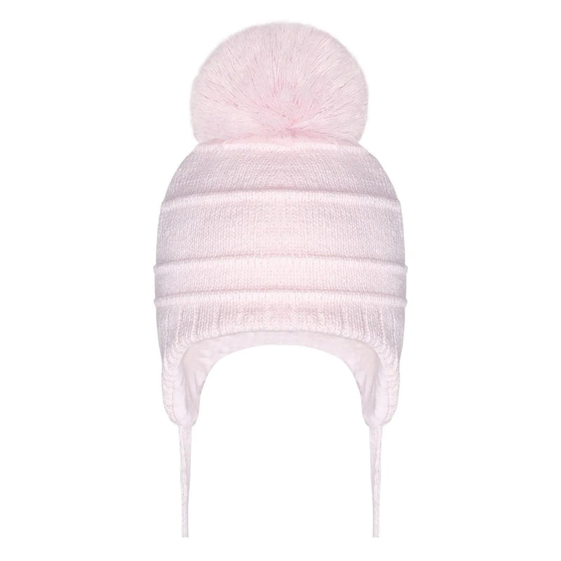 Pom Pom Envy baby girl's pink buddie hat.