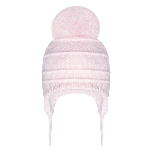 Pom Pom Envy baby girl's pink buddie hat.