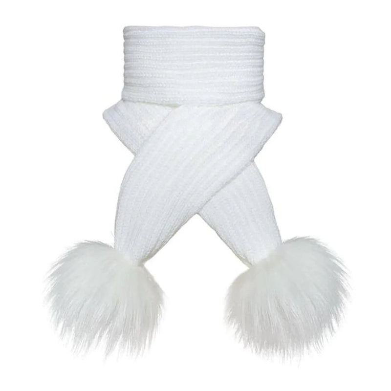 Pom Pom Envy white cloud scarf.