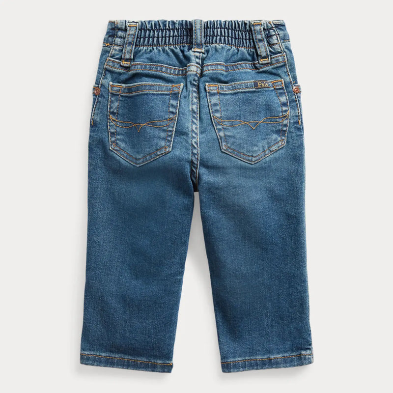 Rear view of the Ralph Lauren baby boy's stretch jeans.