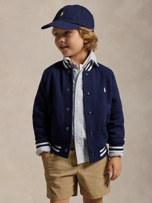 Closer look at the Ralph Lauren baseball jacket.