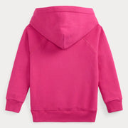 Rear view of the Ralph Lauren pink big pony hoodie.