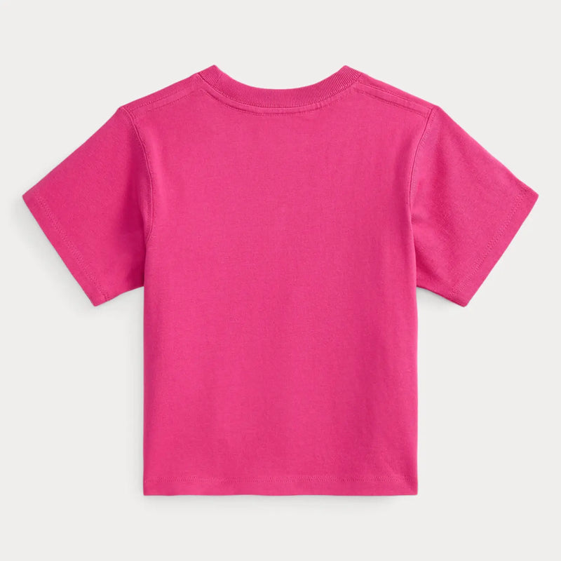Rear view of the Ralph Lauren pink big pony t-shirt.