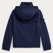 Back of the Ralph Lauren navy big pony windbreaker.