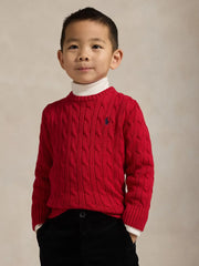 Closer look at the Ralph Lauren cable knit sweater.