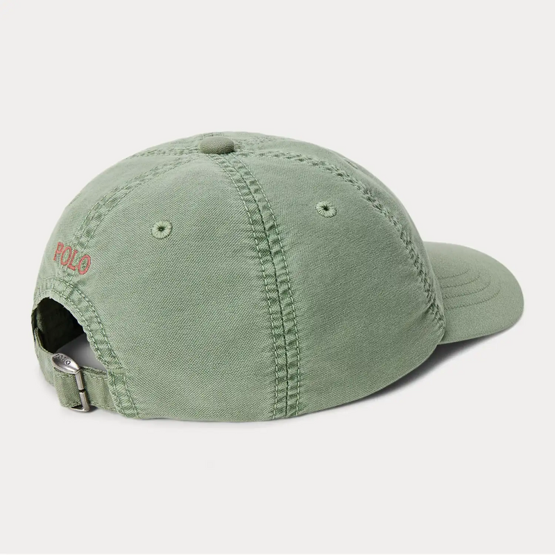 Rear view of the Ralph Lauren green cap.