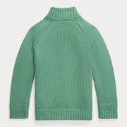 Rear view of the Ralph Lauren green cardigan.