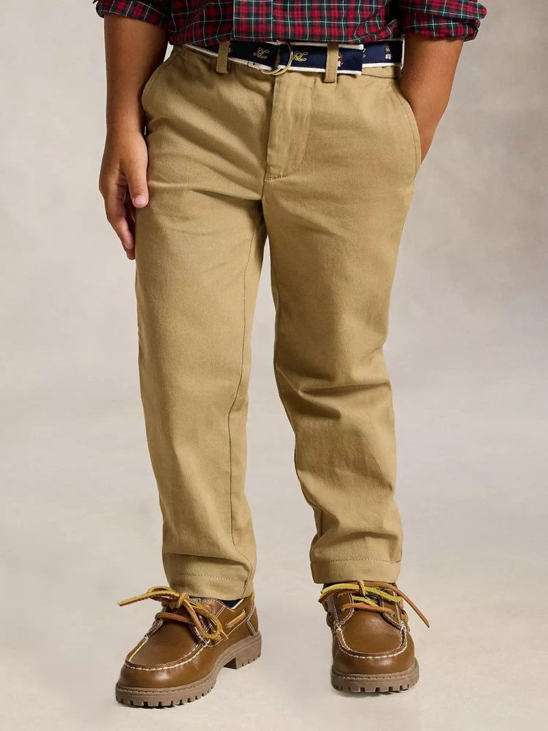 Closer look at the Ralph Lauren tan chinos.