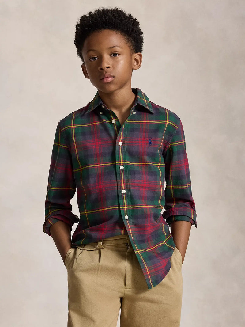 Closer look at the Ralph Lauren checked shirt.