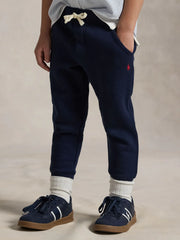 Ralph Lauren fleece joggers with red embroidered pony logo.