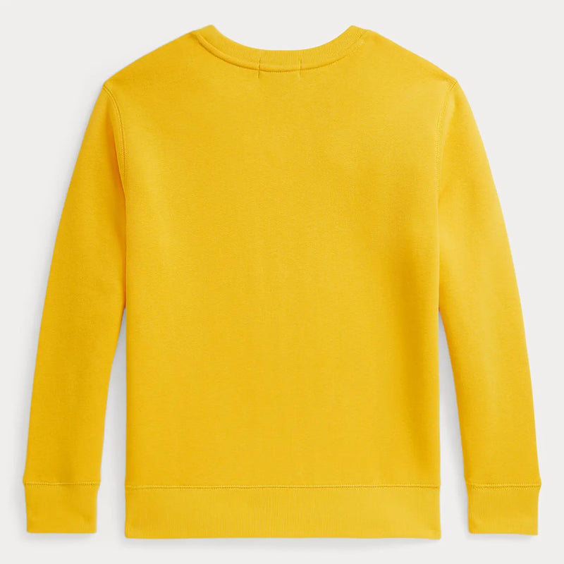 Back of the Ralph Lauren yellow fleece sweatshirt.
