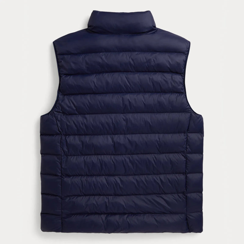 Back of the Ralph Lauren navy gilet.