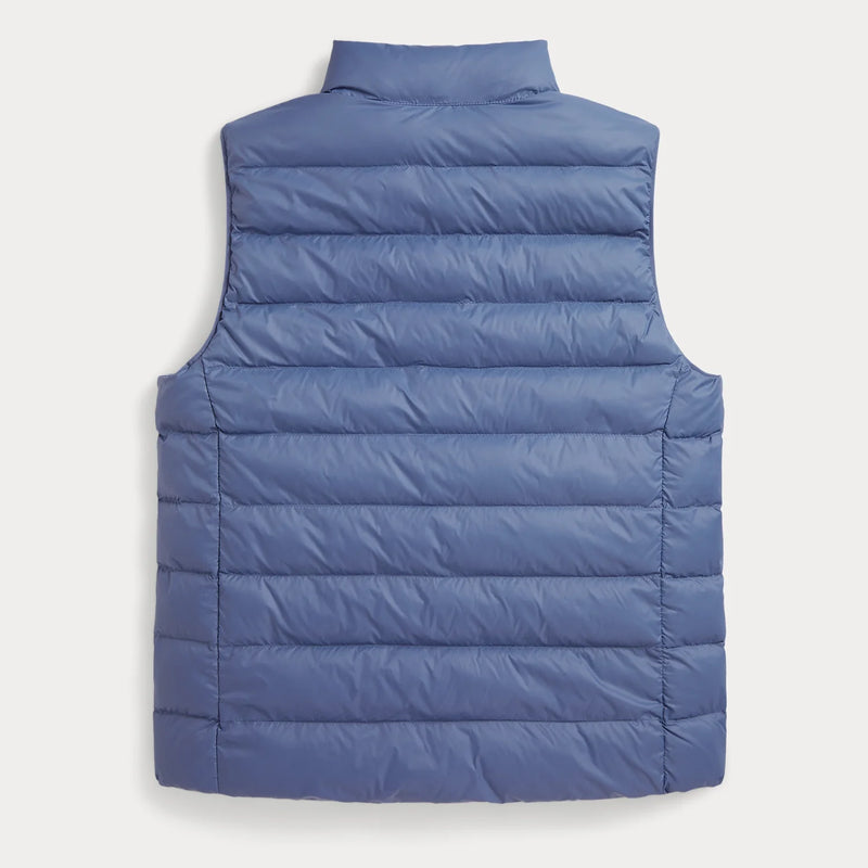 Rear view of the Ralph Lauren blue gilet.