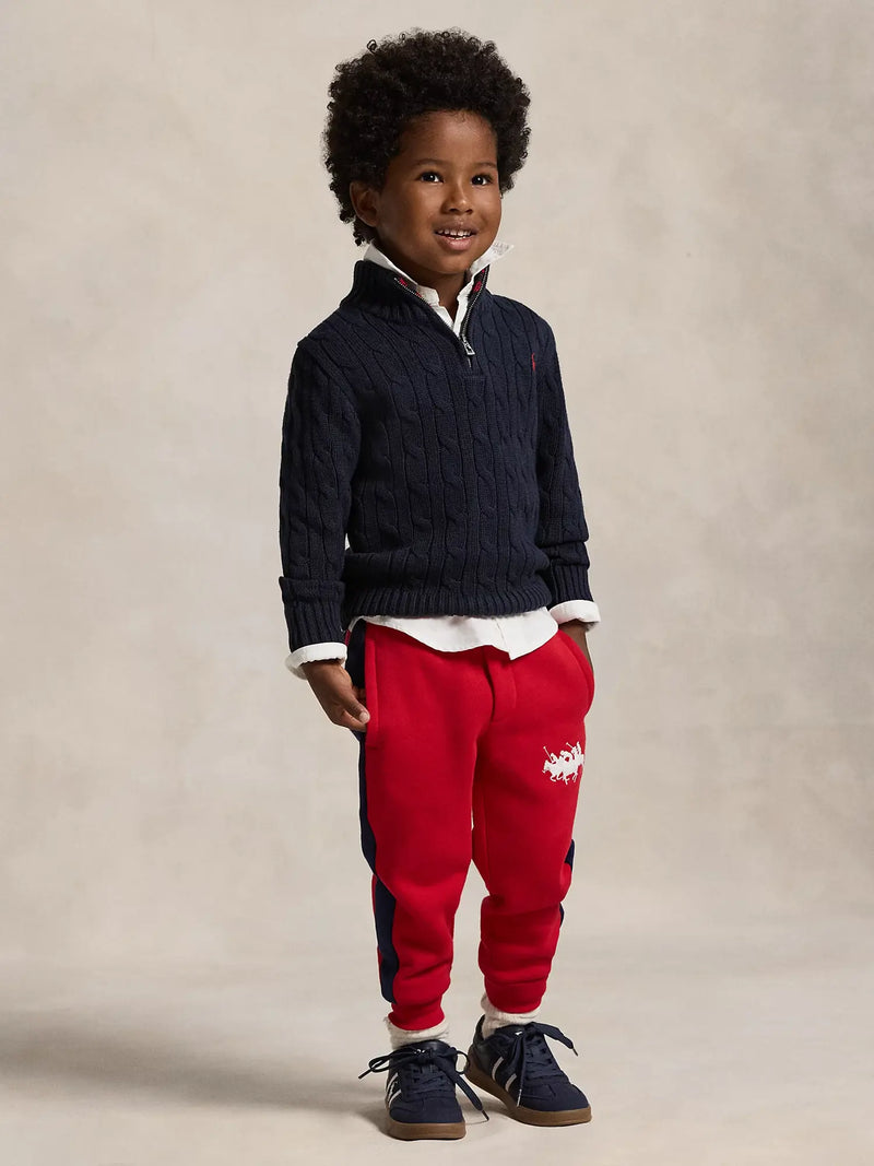 Ralph Lauren Half Zip Cable Knit Sweater - Navy