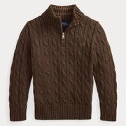 Ralph Lauren boy's half zip cable knit sweater - 322868894502.