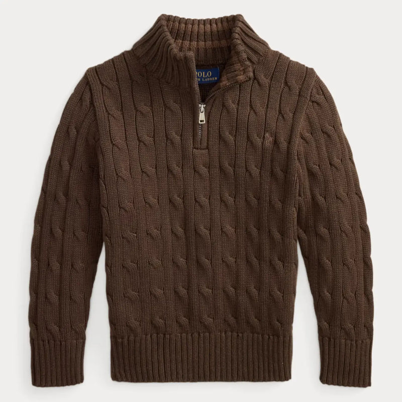 Ralph Lauren boy's half zip cable knit sweater - 322868894502.