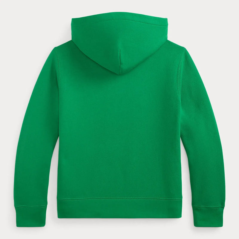 Rear view of the Ralph Lauren green hoodie.