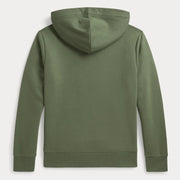Rear view of the Ralph Lauren green logo hoodie.